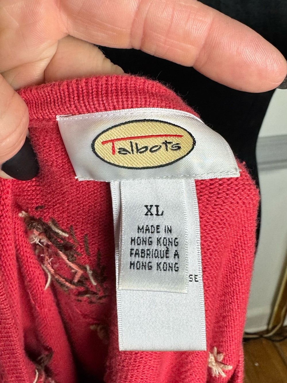 Talbots Red Embroidered Button-Front Cardigan - Picture 4 of 9